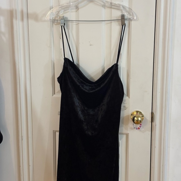 velvet black dress tie up sexy 90s style Y2k - Picture 2 of 6